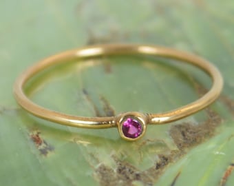 Tiny Ruby Ring, Ruby Stacking Ring, Solid 14k Rose Gold Ruby Ring, Ruby Mothers Ring, July Birthstone, Ruby Ring, Dainty Ruby, Dainty Ring