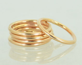 Runde klassische Rosegold stapelbare Ringe, 14k Rosegold gefüllt, Stapelringe, Stapelringe, einfacher Goldring, Goldringe, Rosegoldband