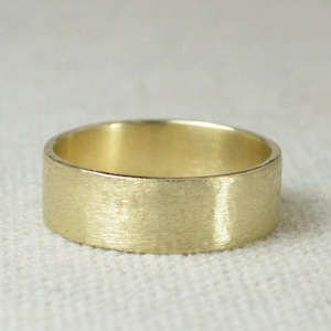 Solid Yellow Gold Wedding Ring, 6mm Wide Ring, Brushed Gold, Solid 14k, Solid 10k, Solid 18k, Solid 22k, Wedding Band, Mans Band,Unisex Ring