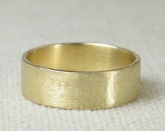 Massiver Gelbgold Ehering, 6mm breit, gebürstetes Gold, massiv 14k, massiv 10k, massiv 18k, massiv 22k, Ehering, Herrenring, Unisex Ring