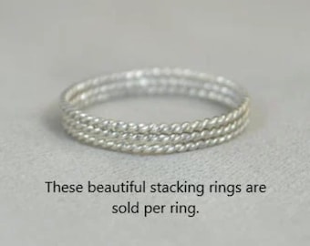 Thin Silver Spiral Stackable Ring(s), Stacking Rings, Dainty Silver Ring, Silver Boho Ring, Rustic Silver Rings, Silver Band, Thin Ring