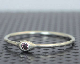 Dainty Sterling Silver Alexandrite Mothers Ring, June Birthstone, Tiny Alexandrite Ring, Dew Drop Ring, Stacking Ring, June Birthday Gift