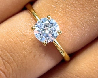 1 Carat Diamond Ring, 10k, 14K, 18k Diamond Ring, 1ct Lab Grown Diamond Ring, Real Gold Ring, Sterling & 950 Platinum options