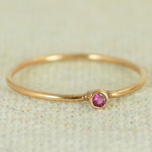 Tiny Ruby Ring Ruby Stacking Ring Rose Gold Filled Ruby image 1