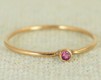 Tiny Ruby Ring, Ruby Stacking Ring, Rose Gold Filled Ruby Ring, Ruby Mothers Ring, July Birthstone, Ruby Ring, Dainty Ruby, Dainty Rose Gold