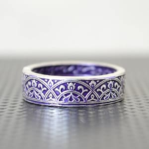 Moroccan Coin Ring Purple Coin Ring Stained Glass Ring image 1