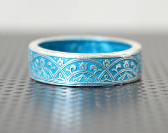 Moroccan Coin Ring, Turquoise Coin Ring, Stained Glass Ring, Turquoise Ring, Coin Art, Morocco, Silver Coin Ring, Moroccan Art, Boho Ring