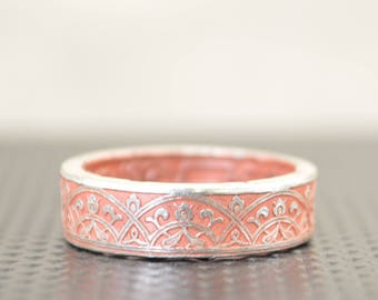 Moroccan Coin Ring, Dusty Rose Coin Ring, Stained Glass Ring, Dusty Rose Ring, Coin Art, Morocco, Silver Coin Ring, Moroccan Art, Boho Ring