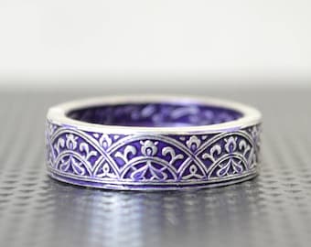 Moroccan Coin Ring, Purple Coin Ring, Stained Glass Ring, Purple Ring, Coin Art, Morocco, Silver Coin Ring, Moroccan Art, Boho Ring, Purple