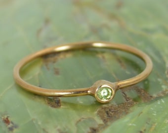 Tiny Peridot Ring, Solid 14k Rose Gold, August Ring, Peridot Ring, Rose Gold Ring, Dainty Ring, Dainty Peridot, Mother's Ring, Alari