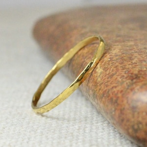 22k Solid Yellow Gold Hammered Ring, Thin Gold Ring, 22k Gold Jewelry, 22k Gold Band,  Solid Gold Ring,  Real Gold Stacking Ring, 22k Ring
