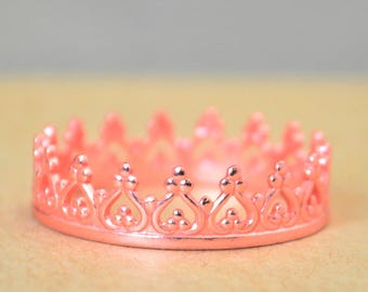 Dainty Pink Crown Ring, Pink Princess Crown Ring, Princess Ring, Tiara Ring, Queen Ring, Pink Ring, Pink Princess Ring, Pink Queen Ring,Pink