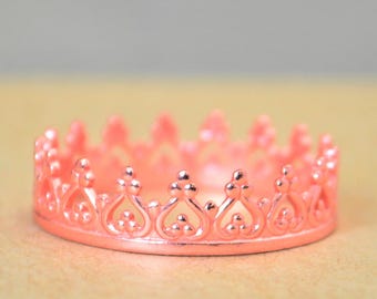 Dainty Pink Crown Ring, Pink Princess Crown Ring, Princess Ring, Tiara Ring, Queen Ring, Pink Ring, Pink Princess Ring, Pink Queen Ring,Pink