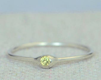 Dainty Silver Topaz Mothers Ring, Topaz Birthstone, Tiny Topaz Ring, Dew Drop Ring, Sterling Silver, Stacking Ring, November Birthday Gift