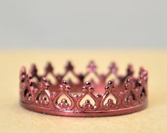 Dainty Maroon Crown Ring, Maroon Princess Crown Ring, Princess Ring, Tiara Ring, Queen Ring, Maroon Ring, Maroon Princess Ring, Maroon