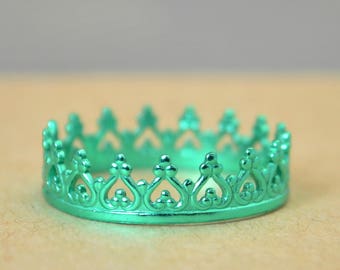 Dainty Green Crown Ring, Green Princess Crown Ring, Princess Ring, Tiara Ring, Queen Ring, Green Ring, Green Princess Ring, Emerald Green