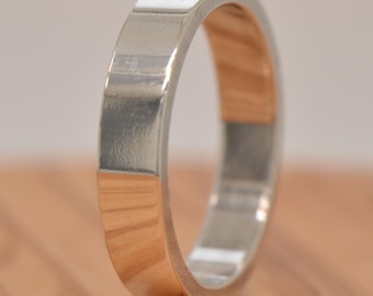 4mm Shiny White Gold Ring 10k, 14k, 18k, Solid Gold, 4mm White Gold Band, Minimal Wedding Ring, Real gold, Simple wedding band, White Gold