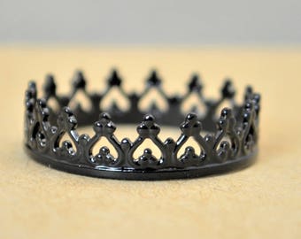 Dainty Black Crown Ring, Black Princess Crown Ring, Princess Ring, Tiara Ring, Queen Ring, Black Ring, Black Princess Ring, Black Crown Ring