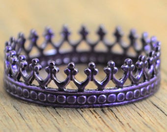 Purple Ring, Purple wedding, Princess Ring, Crown Ring, Purple wedding ring, Tiara Ring, Silver Crown Ring, Queen Ring, Princess Crown Ring