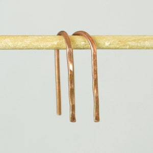Copper Open Hoop Earrings,Horseshoe Earrings,Arc Earrings,Simple Earrings, Pure Copper ,Arc Earrings, Copper Open Hoop,Minimal Earrings image 1