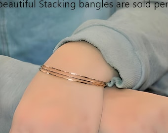 Rose Gold Filled Bangle, Thin Bangle, Textured Bangle, Rose Bangle, Thin Rose Bangle, Rose Bracelet, Hammered Rose Bangle, Textured Bangle