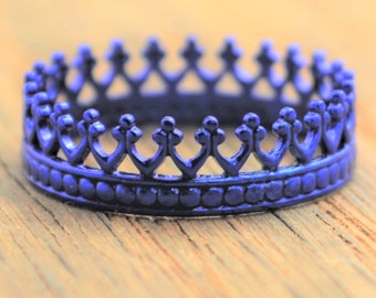 Blue Wedding, Gift for Bridesmaid, Something Blue, Blue Gift for Bridesmaid, Blue Crown Ring, Blue Wedding Ring, Blue RIng,Blue Wedding Gift
