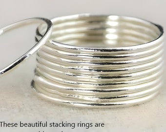 Thin Round Sterling Silver Stackable Ring(s), Stacking Rings, Dainty Silver Ring, Silver Boho Ring, Rustic Silver Rings, Thin Silver Rings