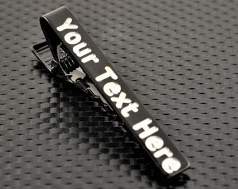 Black Tie Bar, Black Tie Clip, Black Wedding, Groomsmen Gift, Personalized Tie Bar, Custom Tie Bar, Tie clip, Black Gift, Custom Tie Clip