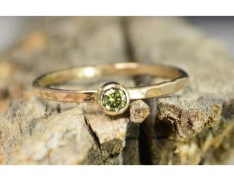 Classic Solid 14k Gold Topaz Ring, 3mm gold solitaire, solitaire ring, real gold, November Birthstone, Mothers Ring, Solid gold band, gold