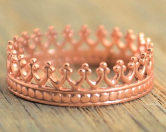 Rose Gold Crown Ring, Princess Ring, Rose Gold Ring, Tiara Ring, Rose Gold Princess Ring, Queen Ring, Princess Crown Ring, Unique Ring