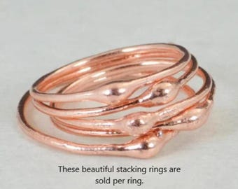 Unique Copper Stacking Ring(s), Copper Ring, Hippie Ring, Boho Rings, unique rings for her, Dew Drop Rings, Thin Copper Ring, bohemian rings