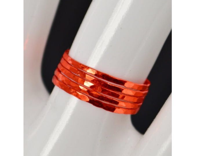 Super Thin Orange Silver Stackable Ring(s), Orange Ring, Stack Rings ...
