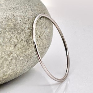 Thin Round Platinum Stacking Ring, Thin smooth 950 Solid Platinum Ring