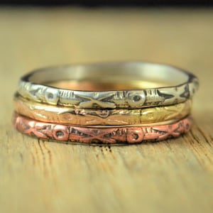 Bohemien XOXOXO Ring, Love Ring, Hugs and Kisses Ring, Promise Ring, Stacking Rings, Copper, Silver, Gold, Rose Gold, Promise Ring, love E8 image 1