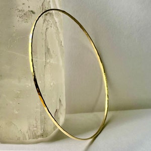 1.5mm Solid Gold Hammerd Thin Bangle (Not Hollow) Choose 10K, 14K, 18k, or 22k Stacking Bangle Bracelet, Yellow Gold