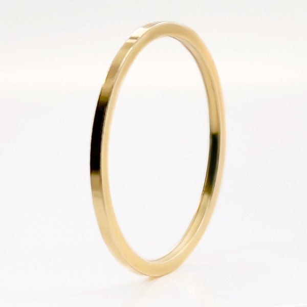 1mm Thin Square Gold Ring 10k, 14k, 18k, or 22k, Solid Gold, Square Gold Band, Square Gold Ring, Real gold, Classic Stacking, Spacer