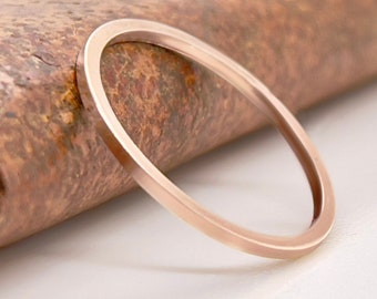 1mm Square Rose Gold Ring 10k, 14k, or 18k, Solid Gold, Square Gold Band, Square Gold Ring, Real gold, Minimal Stacking Ring, Spacer Ring