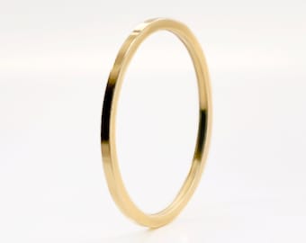 1mm dünner quadratischer Goldring 10k, 14k, 18k oder 22k, Massivgold, Vierkantgoldband, viereckiger Goldring, echtes Gold, klassische Stapelung, Spacer