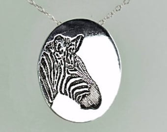 Zebra Pendant, Zebra Necklace, Silver Zebra Necklace, Animal Necklace, Zebra Jewelry, Zebra, Zebra Jewelry Set, Zebra Sterling Pendant