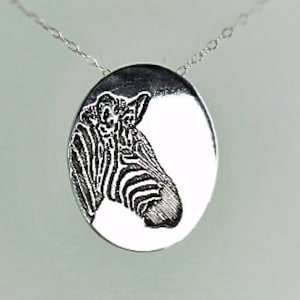 Zebra Pendant, Zebra Necklace, Silver Zebra Necklace, Animal Necklace, Zebra Jewelry, Zebra, Zebra Jewelry Set, Zebra Sterling Pendant image 1