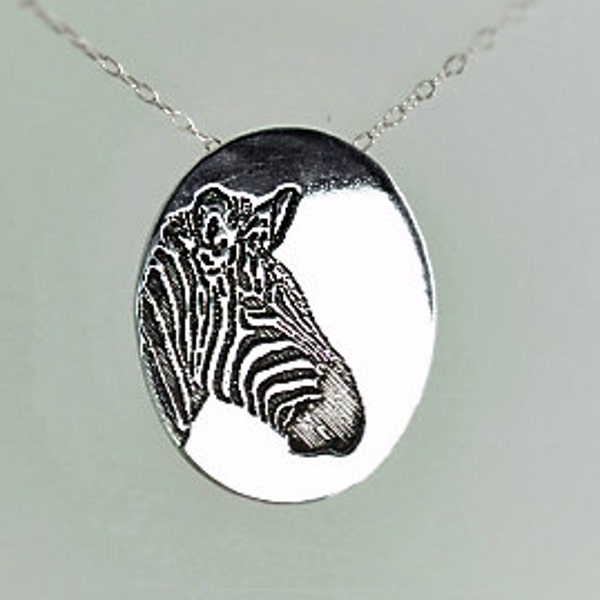 Zebra Pendant, Zebra Necklace, Silver Zebra Necklace, Animal Necklace, Zebra Jewelry, Zebra, Zebra Jewelry Set, Zebra Sterling Pendant