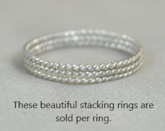 Thin Silver Spiral Stackable Ring(s), Stacking Rings, Dainty Silver Ring, Silver Boho Ring, Rustic Silver Rings, Silver Band, Thin Ring