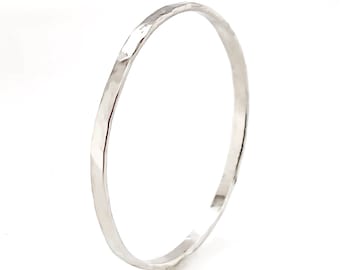 Solid 18k White Gold Stacking Ring - Real Gold, Dainty, Rustic & Unique, Thin, Minimalist and Lightweight