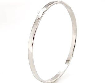 Solid White Gold Stacking Ring - 10k, 14k, or 18k Real Gold, Dainty, Rustic & Unique, Thin, Minimalist and Lightweight