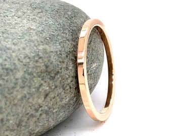 Anillo de oro rosa cuadrado de 1,5 mm 10k, 14k o 18k, oro sólido, banda de oro cuadrado, anillo de oro cuadrado, oro real, banda de boda mínima, oro rosa