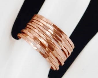 Set of 10 Super Thin Copper Stackable Rings, Copper Rings, Stackable Rings, Stacking Rings, Copper Ring, Hammered Copper Rings