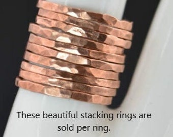 Classic Copper Stacking Ring, Stack Ring, Copper Band, Stacking Ring, Copper Ring, Hammered Ring, Arthritis Ring, Stack Ring, Stackable Ring