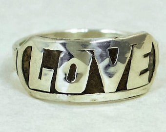 Love Ring, Retro Ring, Silver Jewelry, Gift For Her, Valentines Day, Silver Love Ring, Love  Rings, Silver lovers Ring, Vintage Love Ring