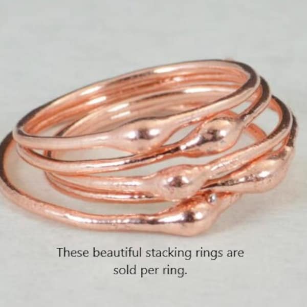 Unique Copper Stacking Ring(s), Copper Ring, Hippie Ring, Boho Rings, unique rings for her, Dew Drop Rings, Thin Copper Ring, bohemian rings