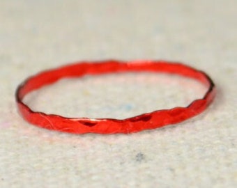 Super Thin Red Silver Stackable Ring(s), Red Ring, Stack Rings, Red Stacking Rings, Red Jewelry, Thin Red Ring, Red, band